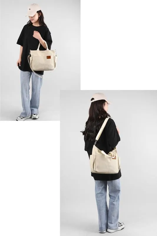 Crossbody Bags for Women Canvas Purses Large Capacity Shoulder Handbags with Adjustable Wide Strap Tote Bag for Women Beige
