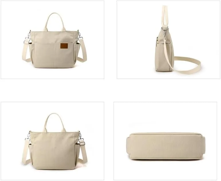 Crossbody Bags for Women Canvas Purses Large Capacity Shoulder Handbags with Adjustable Wide Strap Tote Bag for Women Beige