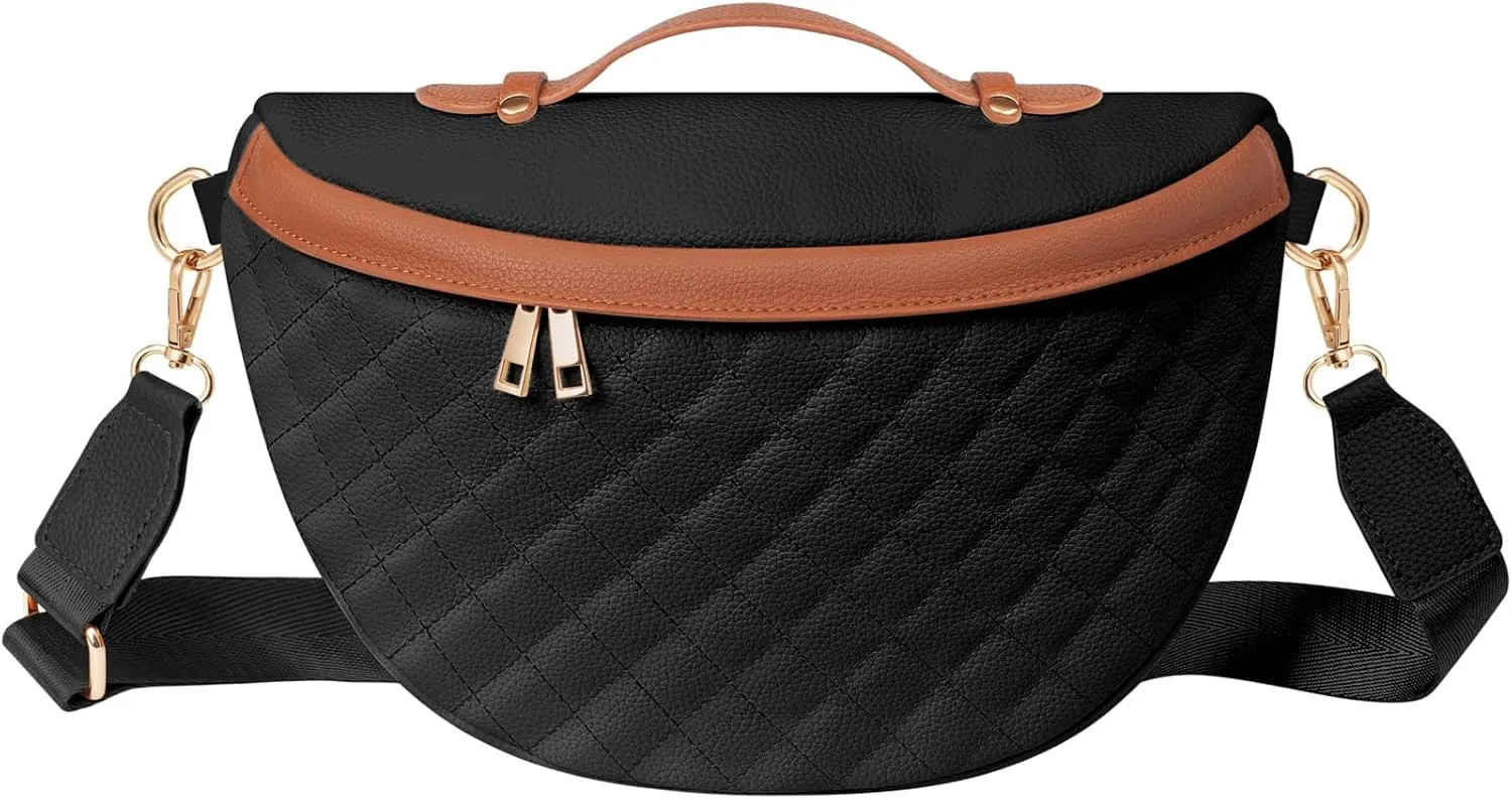 Crossbody Bags for Women, Fashionable Leather Sling Bag with Adjustable Strap, Checkered Designer Fanny Pack for Stylish Ladies