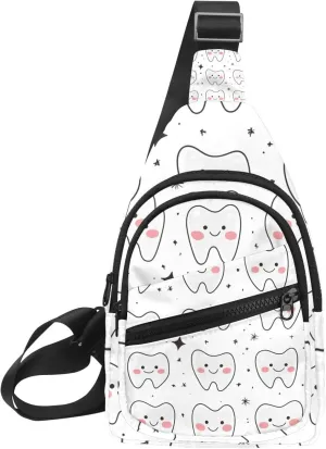 Crossbody Bags for Women Men cute teeth (1) Sling Bag Bakpack Casual Chest Bag with Convertible Shoulder Strap