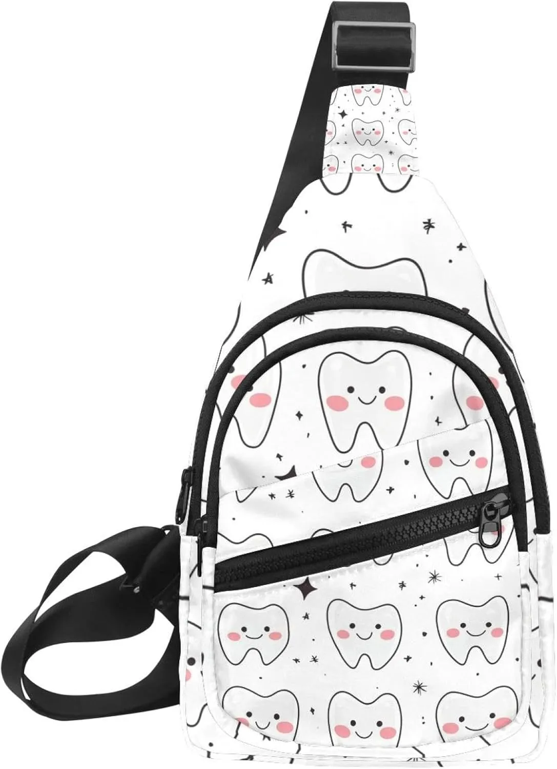 Crossbody Bags for Women Men cute teeth (1) Sling Bag Bakpack Casual Chest Bag with Convertible Shoulder Strap
