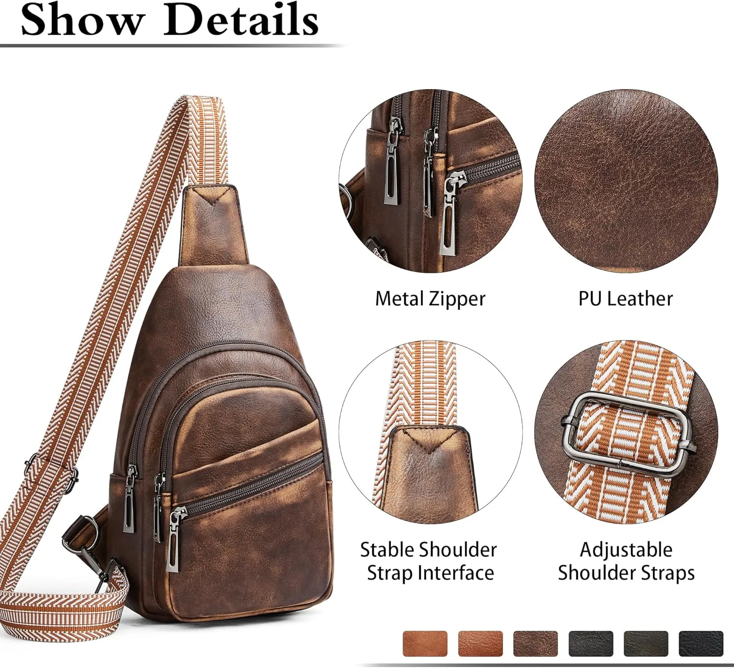 Crossbody Bags for Women Men Sling Bag 5 Pockets Fanny Pack Sling Backpack Chest Daypack Travel Purse Anti Theft