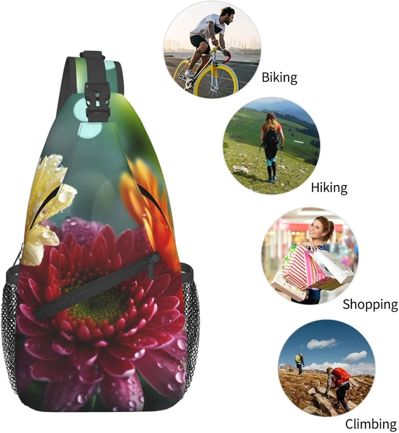 Crossbody Bags for Women Men Trendy Sling Bag Casual Chest Bag Golden Leaves Shoulder Bag for Travel Sport