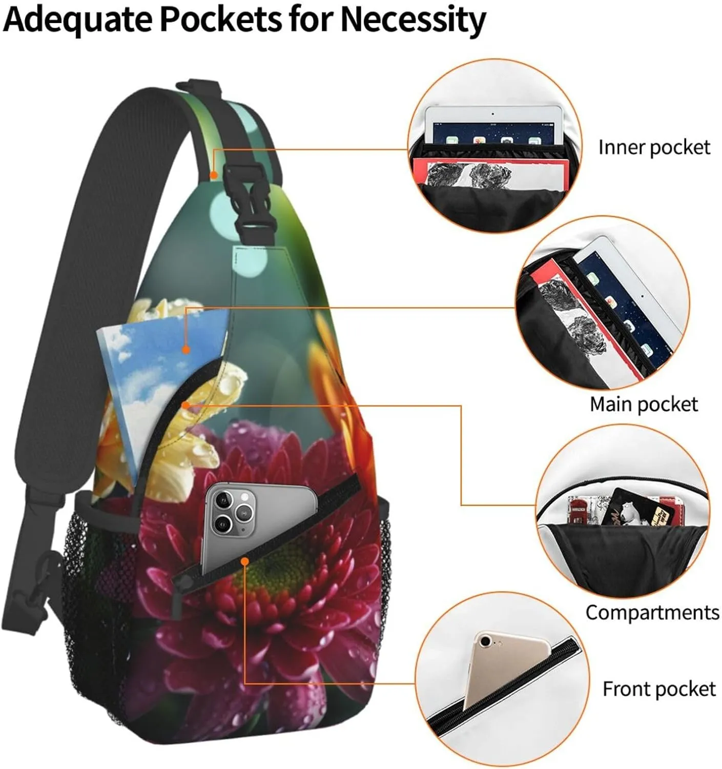 Crossbody Bags for Women Men Trendy Sling Bag Casual Chest Bag Golden Leaves Shoulder Bag for Travel Sport