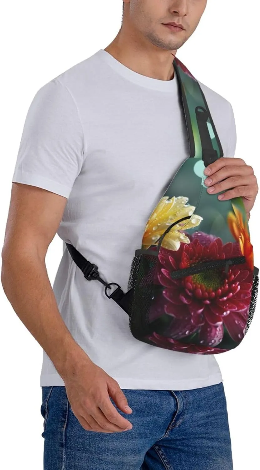 Crossbody Bags for Women Men Trendy Sling Bag Casual Chest Bag Golden Leaves Shoulder Bag for Travel Sport