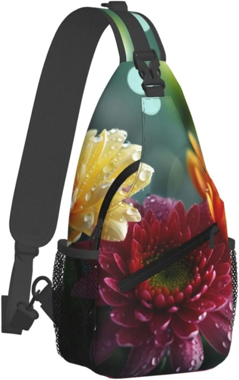 Crossbody Bags for Women Men Trendy Sling Bag Casual Chest Bag Golden Leaves Shoulder Bag for Travel Sport