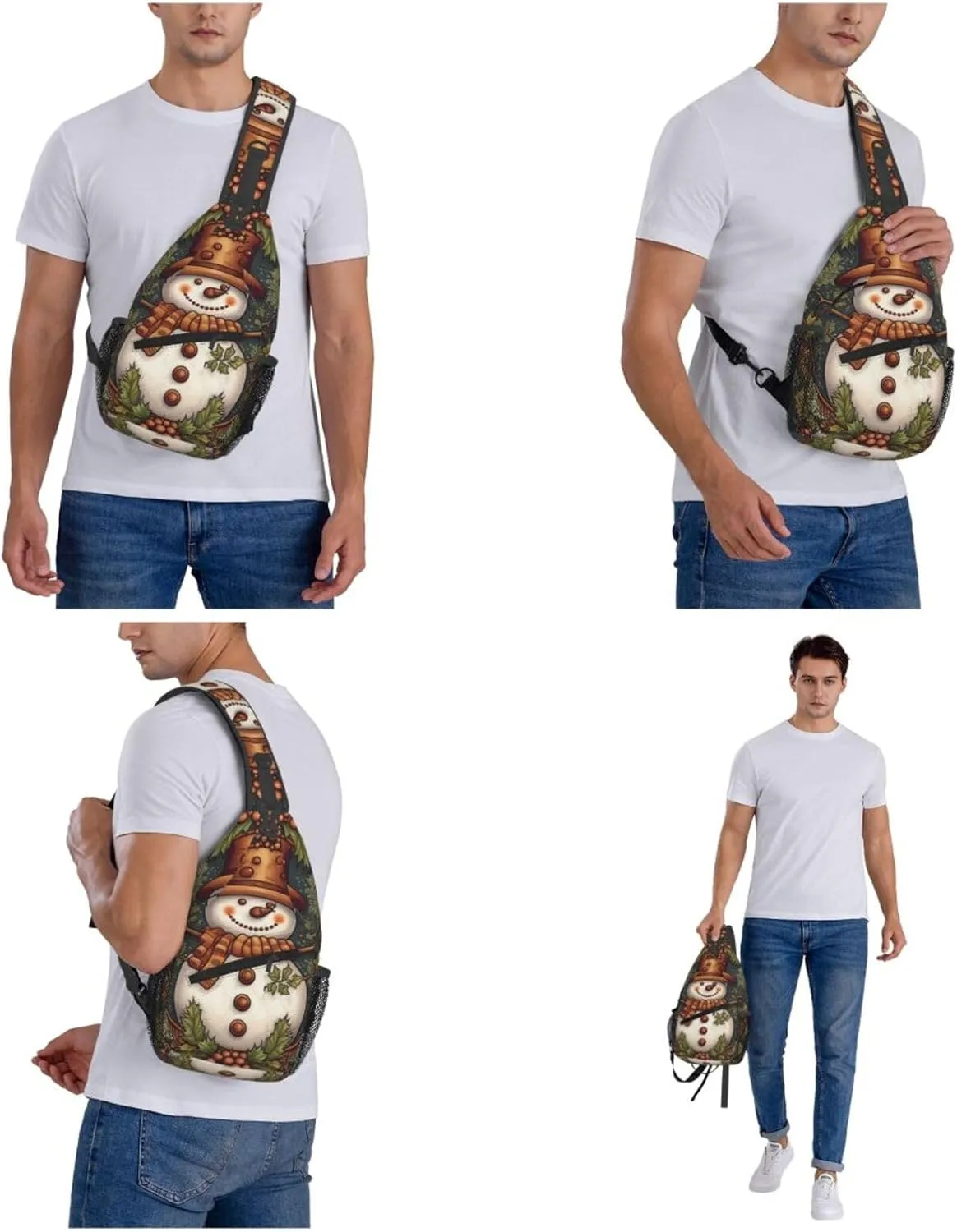 Crossbody Bags for Women Men Trendy Sling Bag Casual Chest Bag Pine Trees Snow and Sky Shoulder Bag for Travel Sport