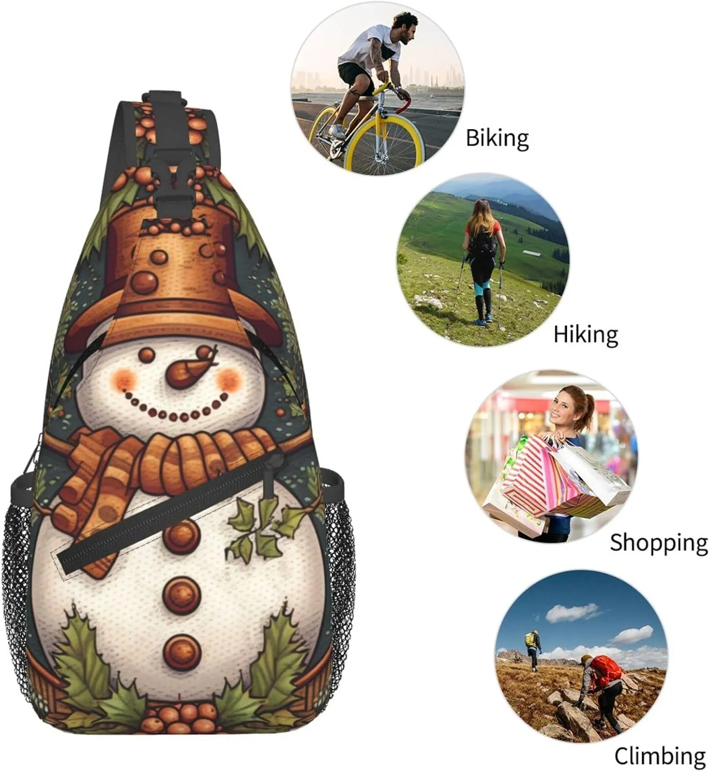 Crossbody Bags for Women Men Trendy Sling Bag Casual Chest Bag Pine Trees Snow and Sky Shoulder Bag for Travel Sport