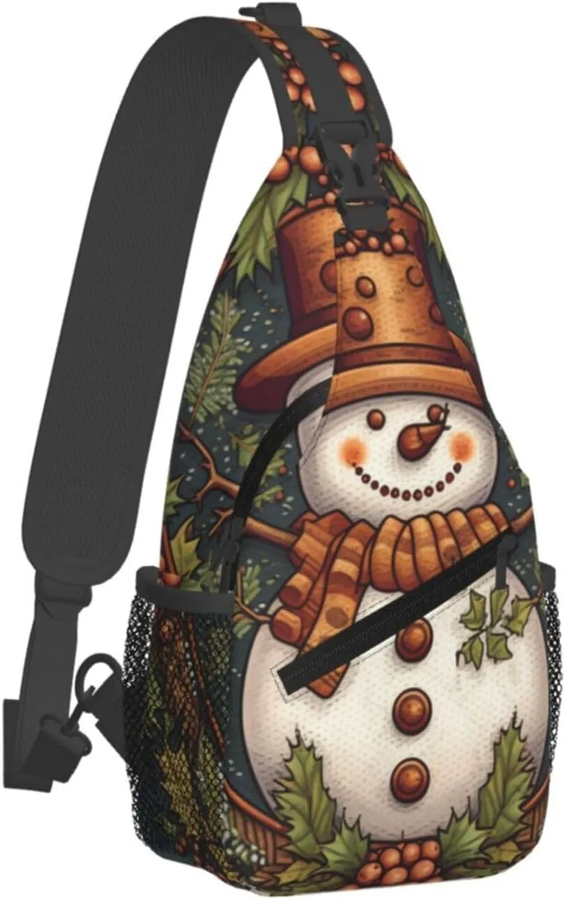 Crossbody Bags for Women Men Trendy Sling Bag Casual Chest Bag Pine Trees Snow and Sky Shoulder Bag for Travel Sport
