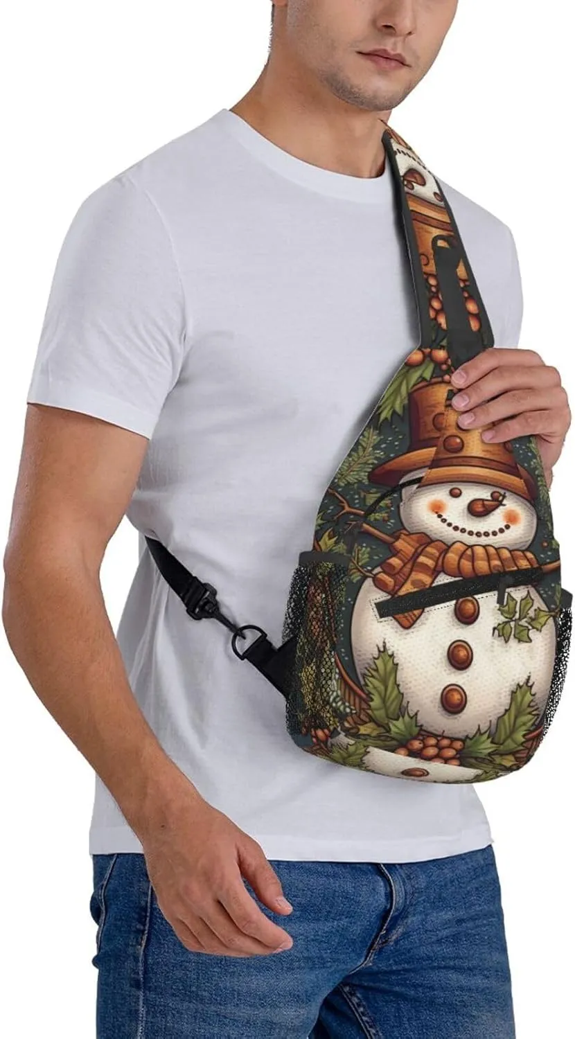 Crossbody Bags for Women Men Trendy Sling Bag Casual Chest Bag Pine Trees Snow and Sky Shoulder Bag for Travel Sport