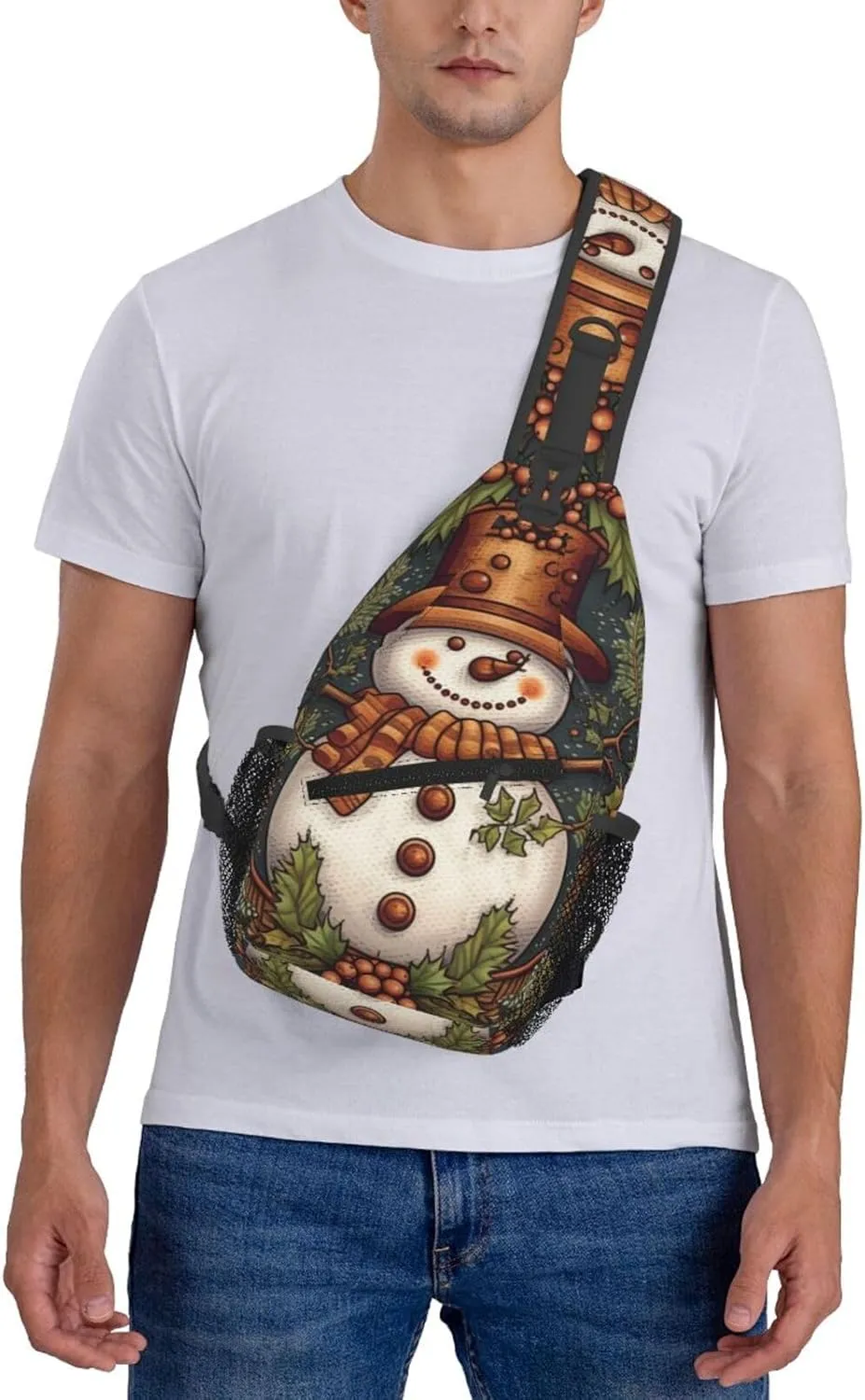 Crossbody Bags for Women Men Trendy Sling Bag Casual Chest Bag Pine Trees Snow and Sky Shoulder Bag for Travel Sport