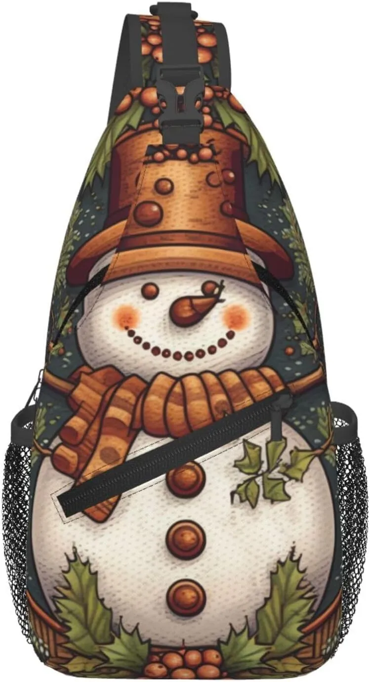 Crossbody Bags for Women Men Trendy Sling Bag Casual Chest Bag Pine Trees Snow and Sky Shoulder Bag for Travel Sport