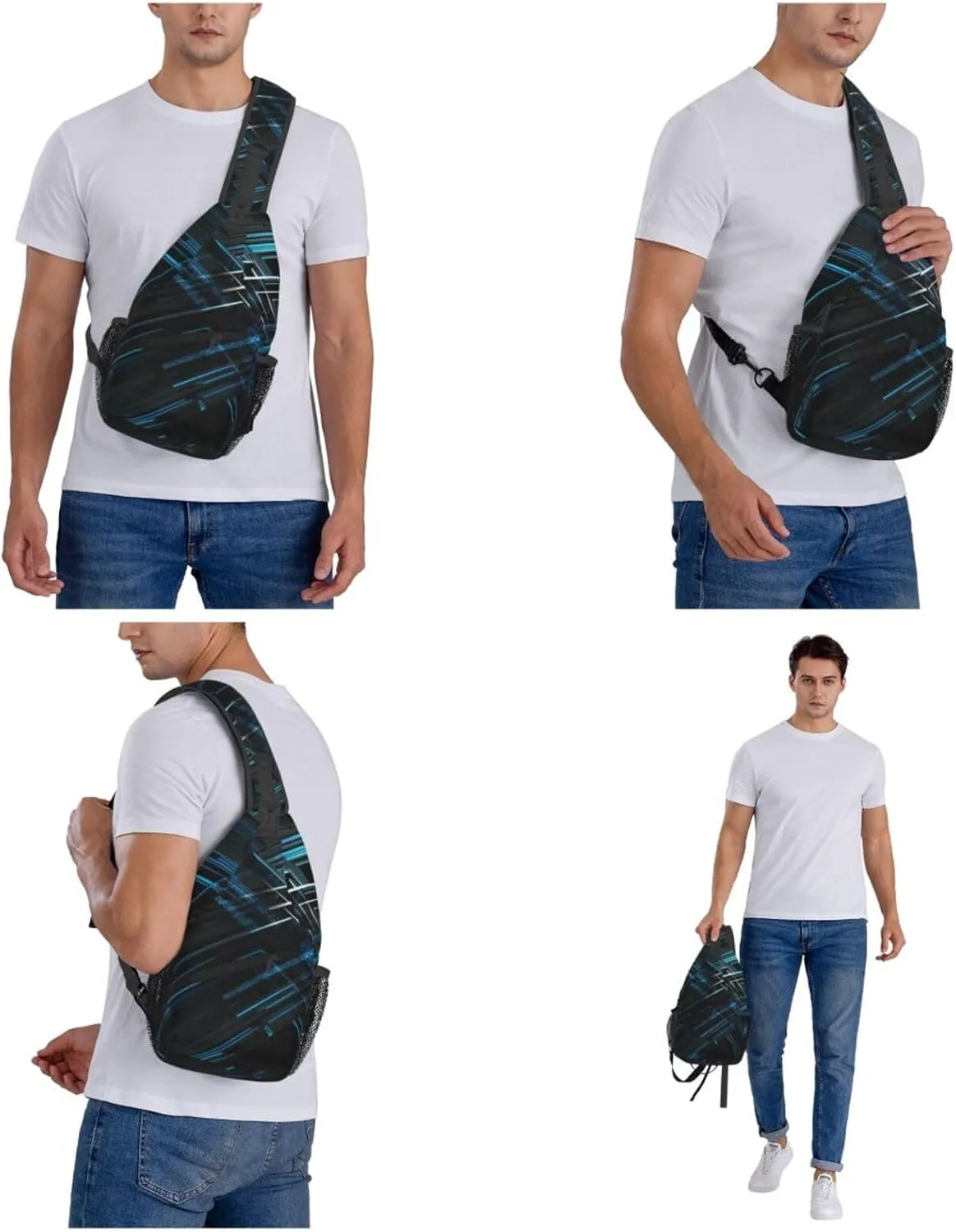Crossbody Bags for Women Men Trendy Sling Bag Casual Chest Bag Polka Dot Sweater Dog Shoulder Bag for Travel Sport