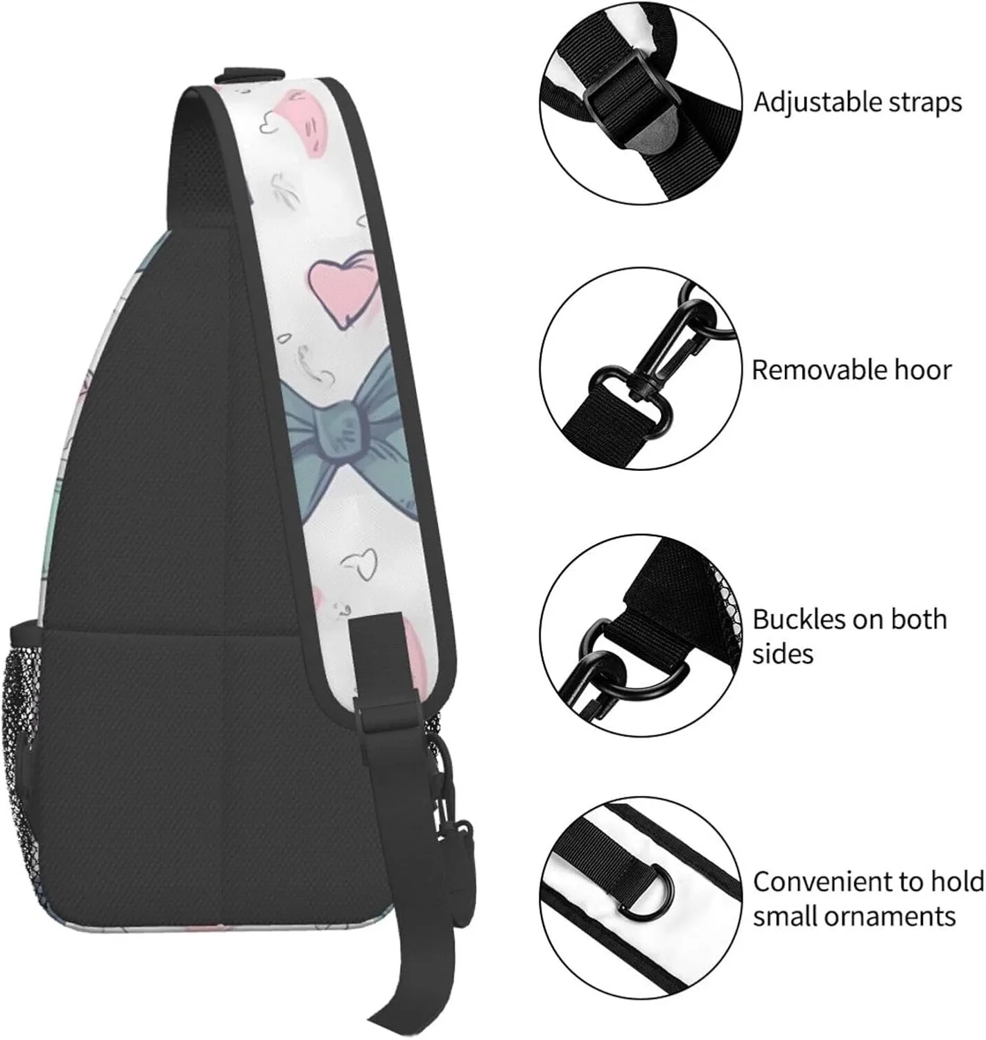 Crossbody Bags for Women Men Trendy Sling Bag Casual Chest Bag Repeating Bunny Pattern Shoulder Bag for Travel Sport