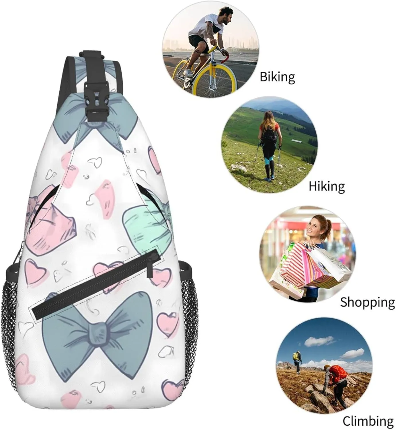Crossbody Bags for Women Men Trendy Sling Bag Casual Chest Bag Repeating Bunny Pattern Shoulder Bag for Travel Sport