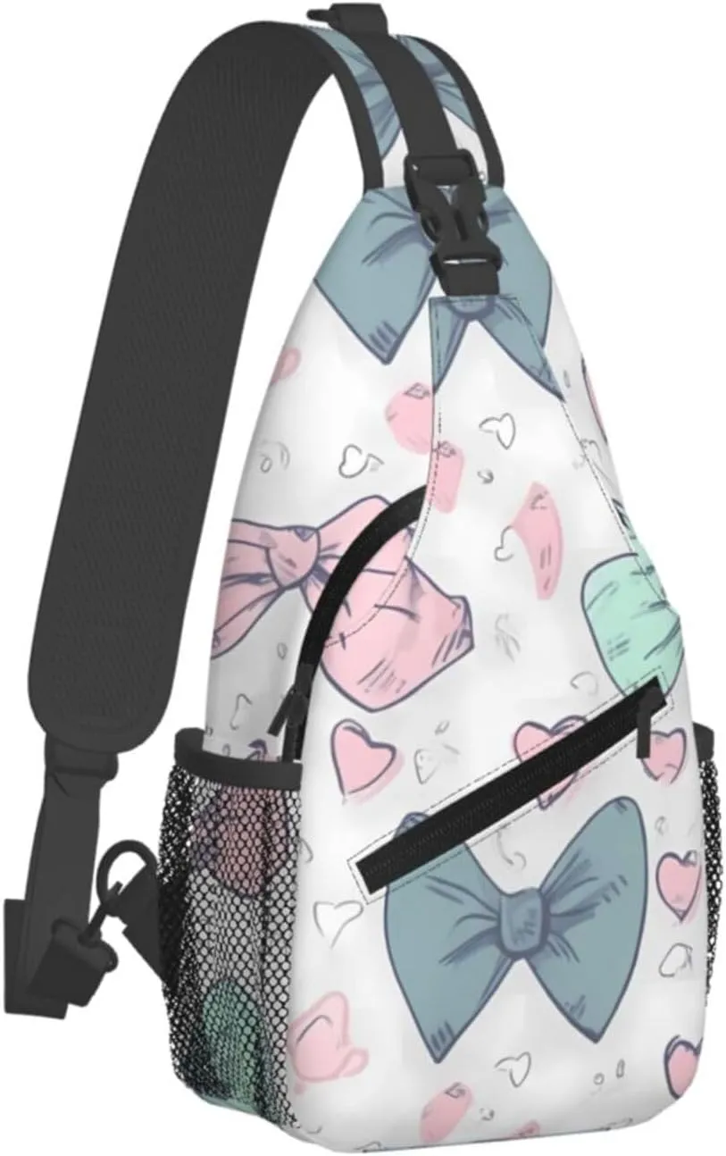 Crossbody Bags for Women Men Trendy Sling Bag Casual Chest Bag Repeating Bunny Pattern Shoulder Bag for Travel Sport