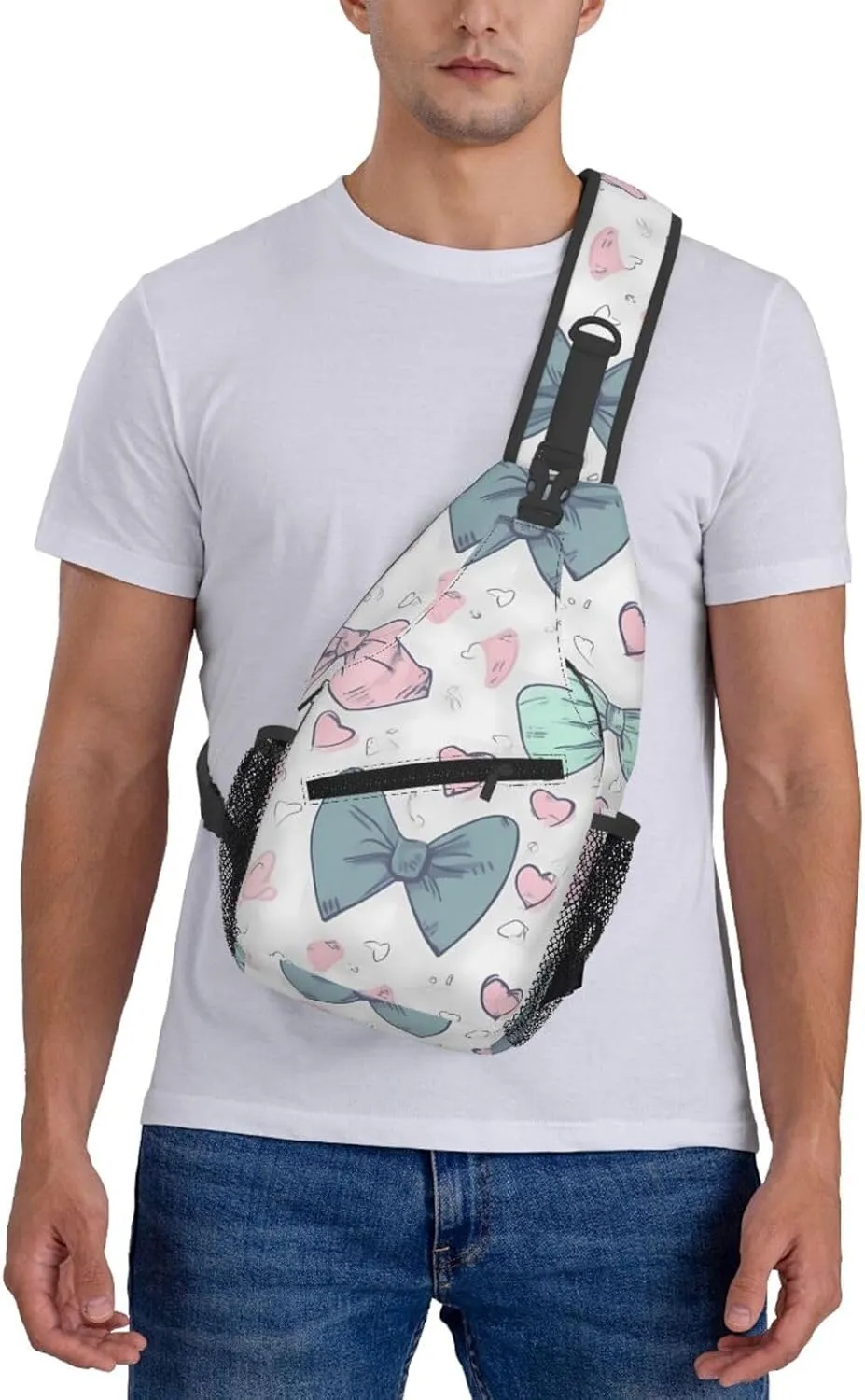 Crossbody Bags for Women Men Trendy Sling Bag Casual Chest Bag Repeating Bunny Pattern Shoulder Bag for Travel Sport