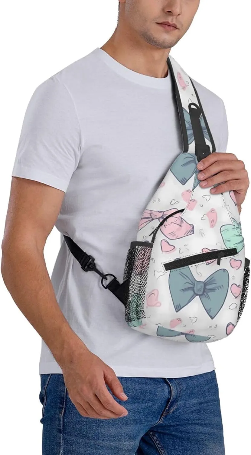 Crossbody Bags for Women Men Trendy Sling Bag Casual Chest Bag Repeating Bunny Pattern Shoulder Bag for Travel Sport