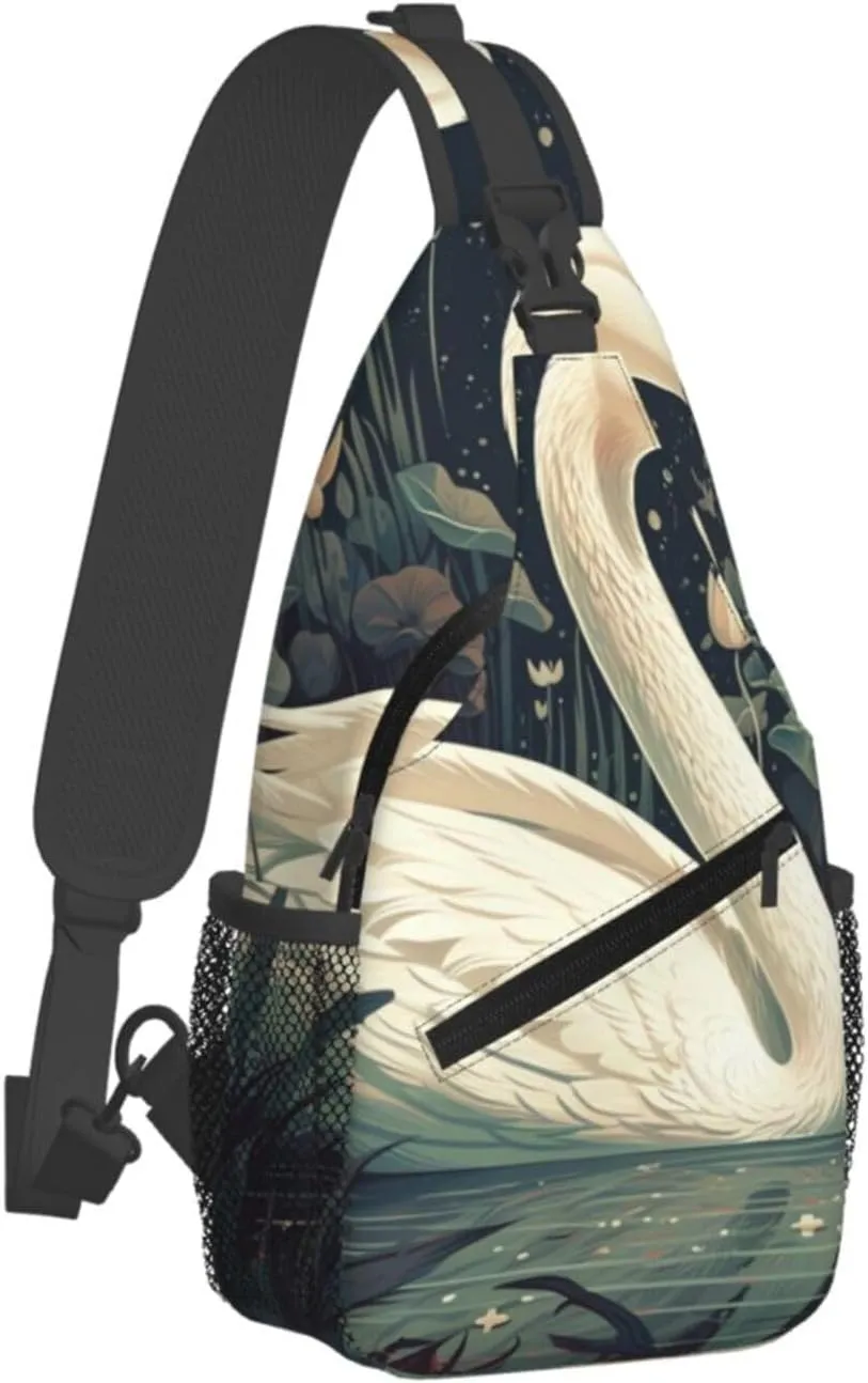 Crossbody Bags for Women Men Trendy Sling Bag Casual Chest Bag Two Rabbits Drinking Tea Shoulder Bag for Travel Sport