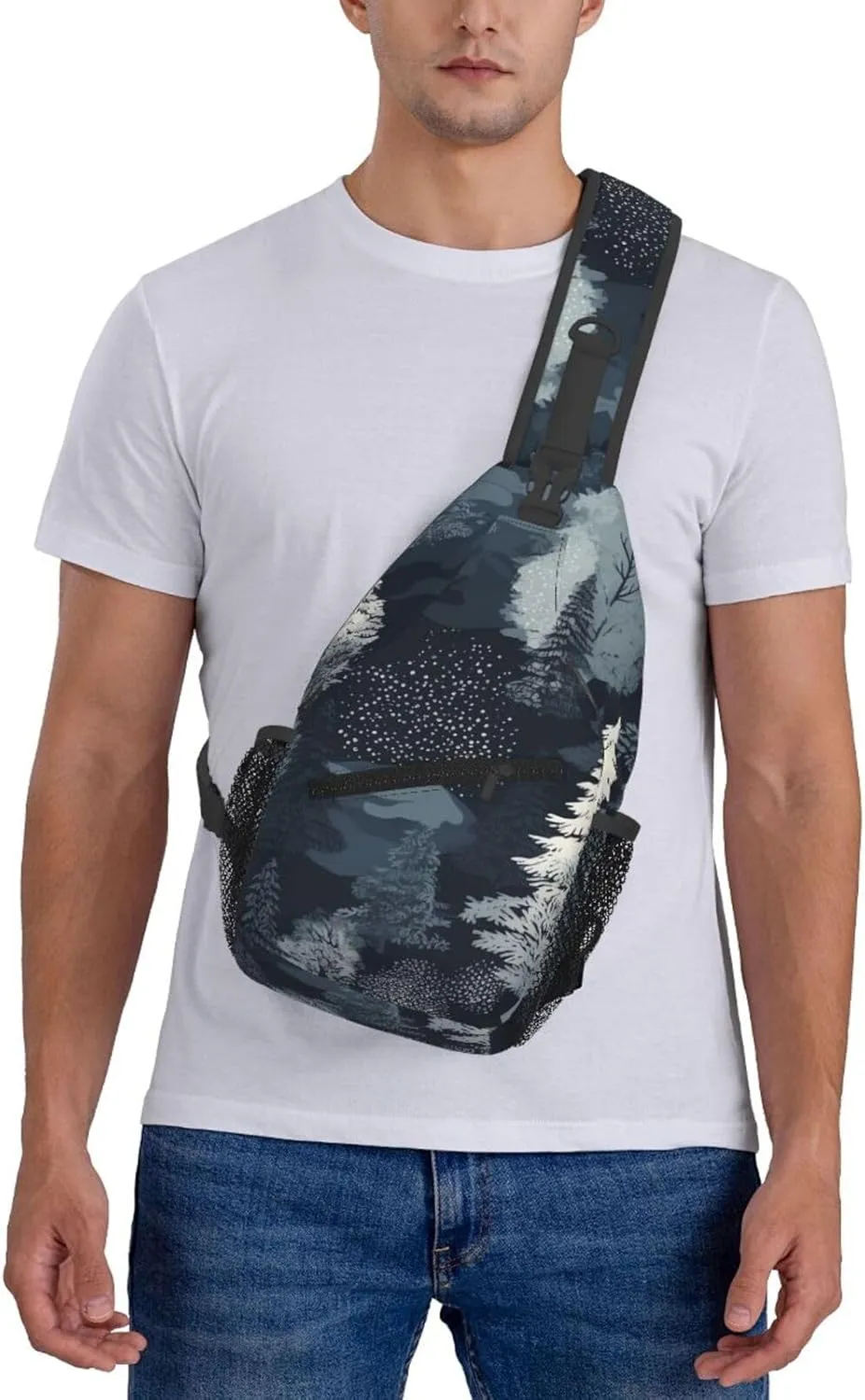 Crossbody Bags for Women Men Trendy Sling Bag Casual Chest Bag Two Rabbits Drinking Tea Shoulder Bag for Travel Sport