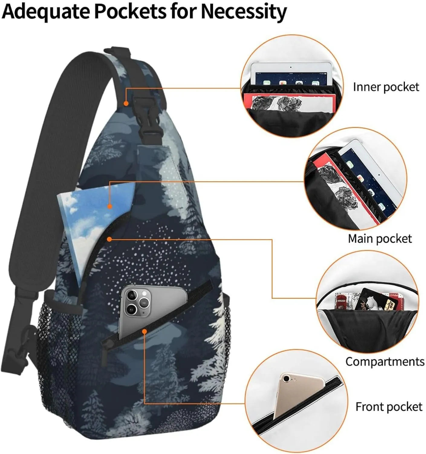 Crossbody Bags for Women Men Trendy Sling Bag Casual Chest Bag Two Rabbits Drinking Tea Shoulder Bag for Travel Sport