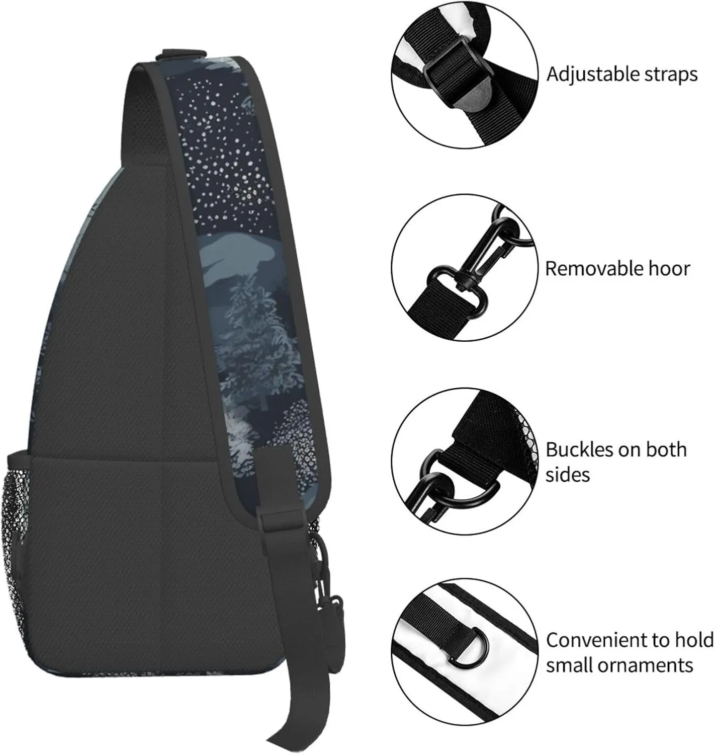 Crossbody Bags for Women Men Trendy Sling Bag Casual Chest Bag Two Rabbits Drinking Tea Shoulder Bag for Travel Sport