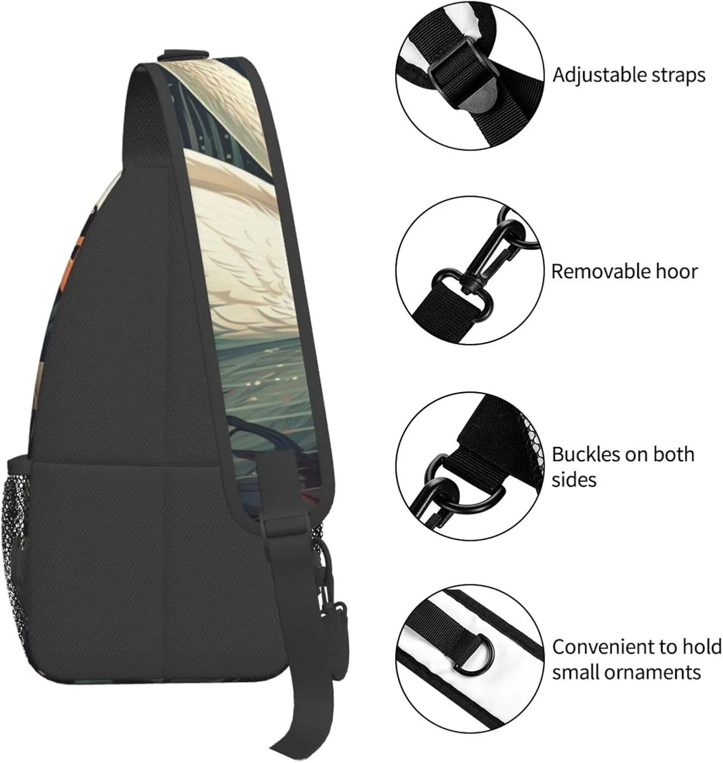Crossbody Bags for Women Men Trendy Sling Bag Casual Chest Bag Two Rabbits Drinking Tea Shoulder Bag for Travel Sport