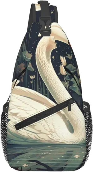 Crossbody Bags for Women Men Trendy Sling Bag Casual Chest Bag Two Rabbits Drinking Tea Shoulder Bag for Travel Sport