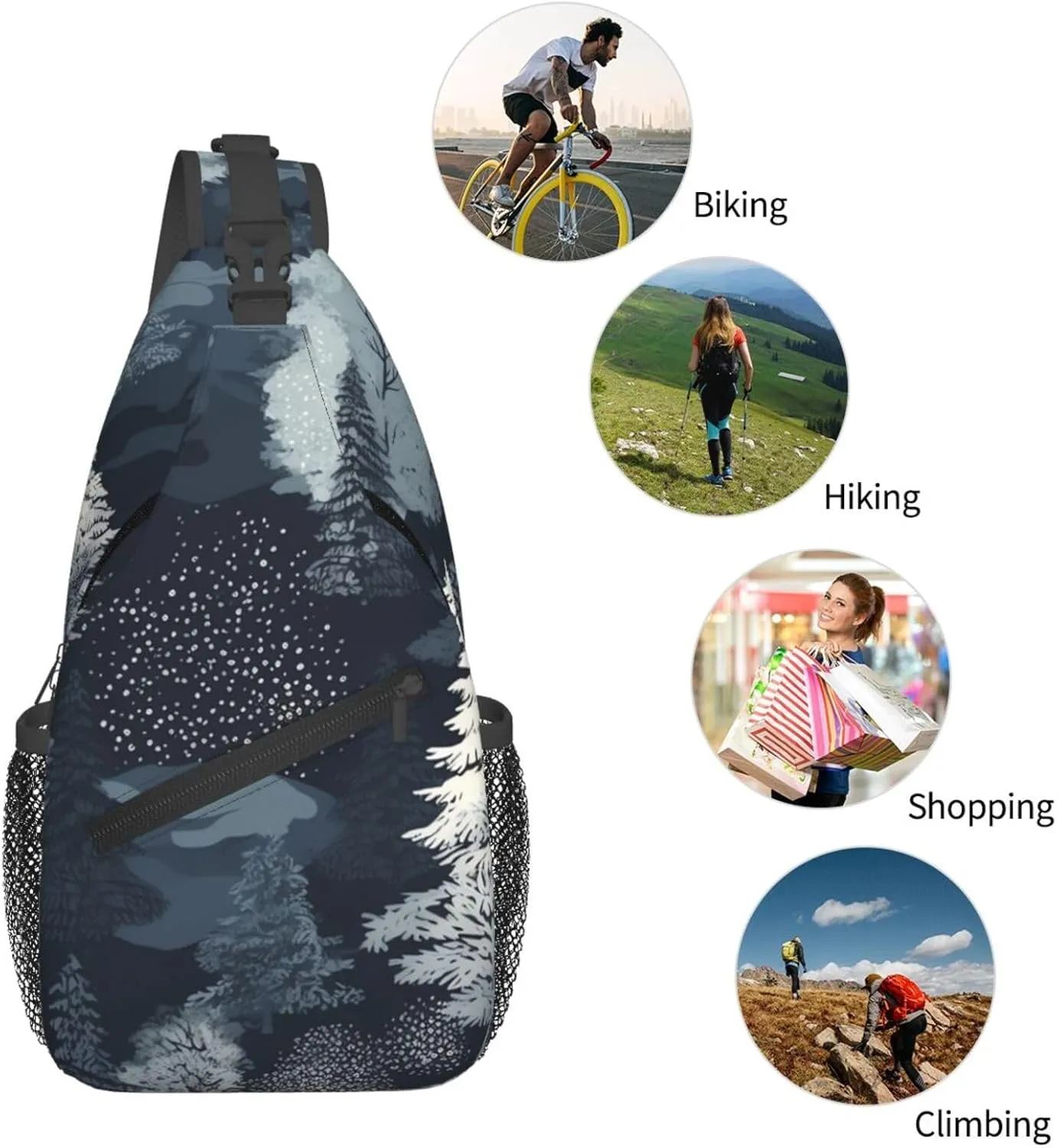 Crossbody Bags for Women Men Trendy Sling Bag Casual Chest Bag Two Rabbits Drinking Tea Shoulder Bag for Travel Sport