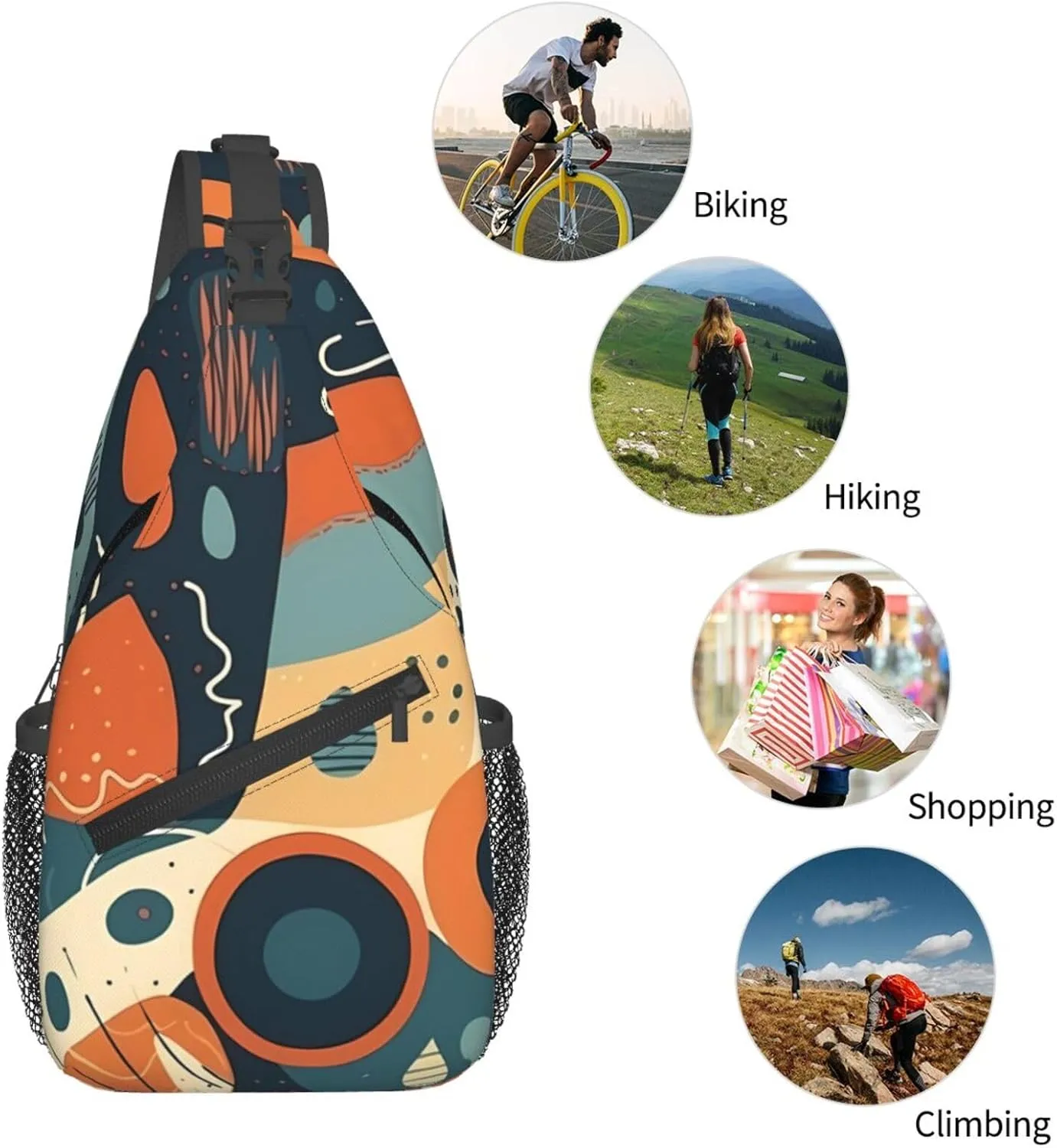Crossbody Bags for Women Men Trendy Sling Bag Casual Chest Bag Yellow Pattern Shoulder Bag for Travel Sport