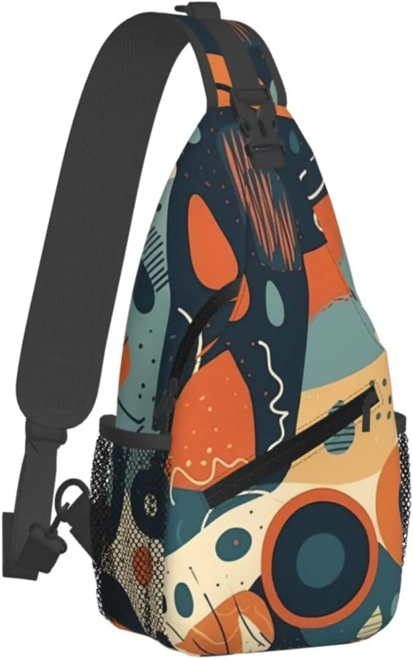 Crossbody Bags for Women Men Trendy Sling Bag Casual Chest Bag Yellow Pattern Shoulder Bag for Travel Sport