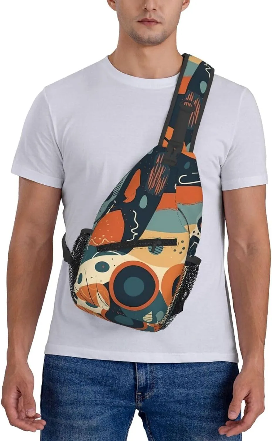 Crossbody Bags for Women Men Trendy Sling Bag Casual Chest Bag Yellow Pattern Shoulder Bag for Travel Sport
