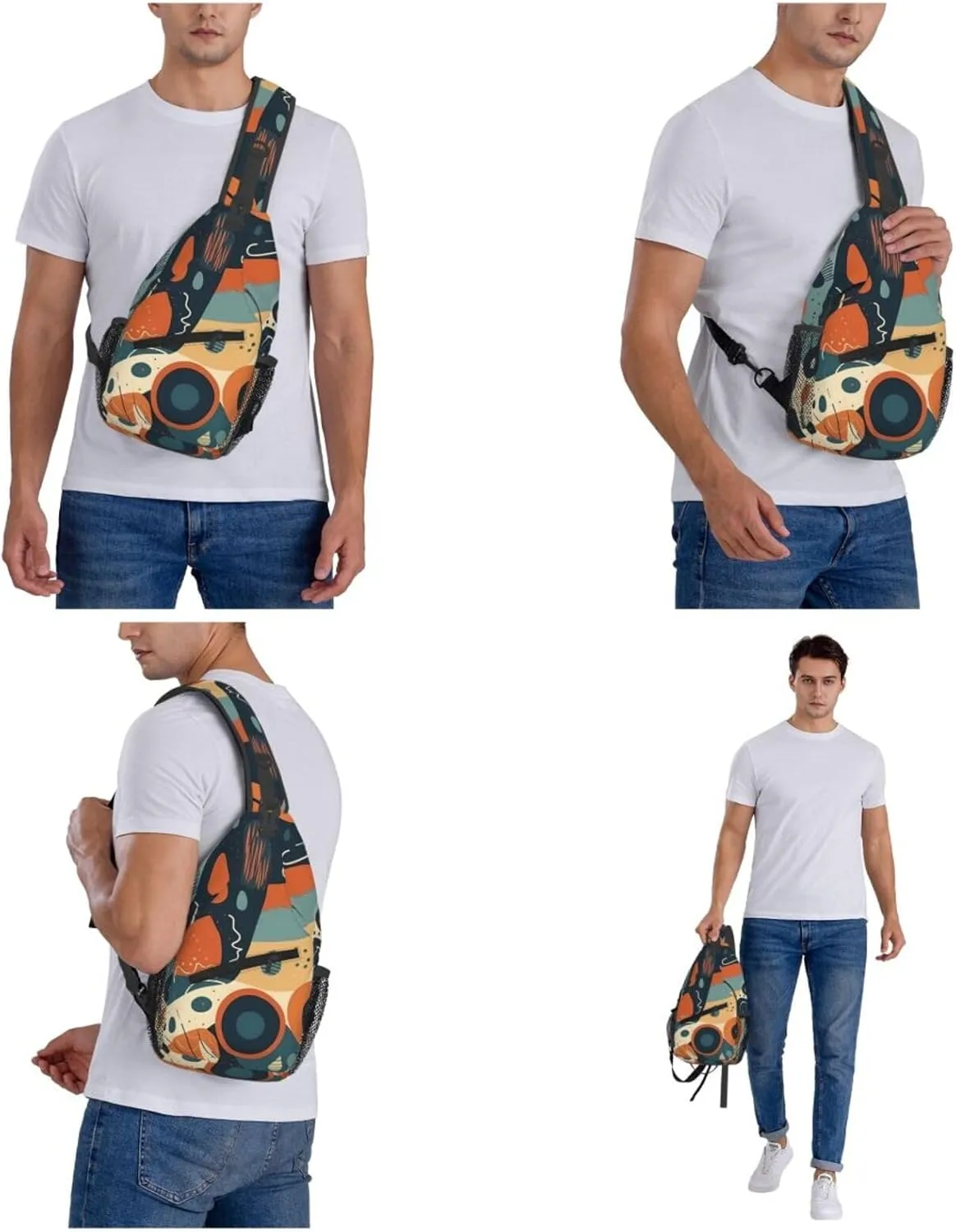 Crossbody Bags for Women Men Trendy Sling Bag Casual Chest Bag Yellow Pattern Shoulder Bag for Travel Sport