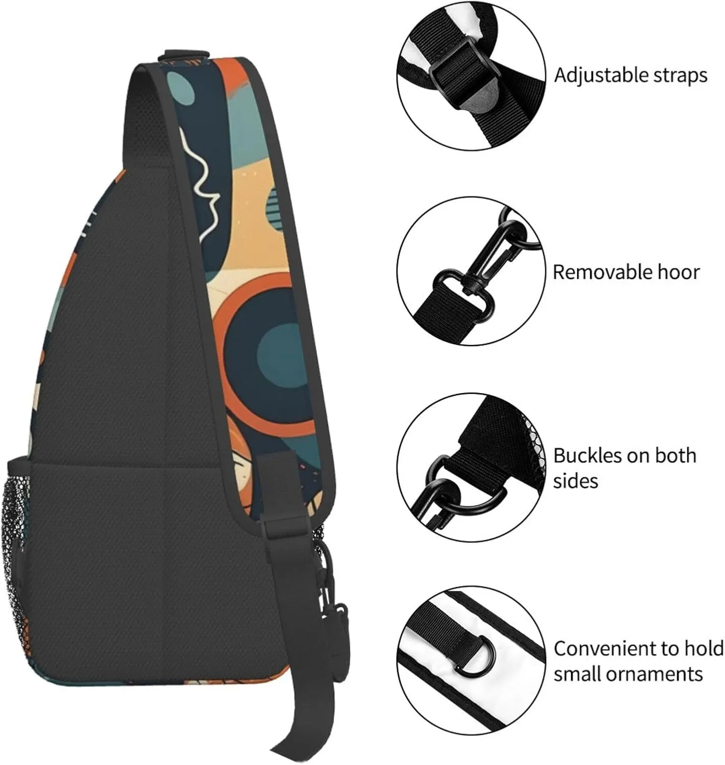 Crossbody Bags for Women Men Trendy Sling Bag Casual Chest Bag Yellow Pattern Shoulder Bag for Travel Sport