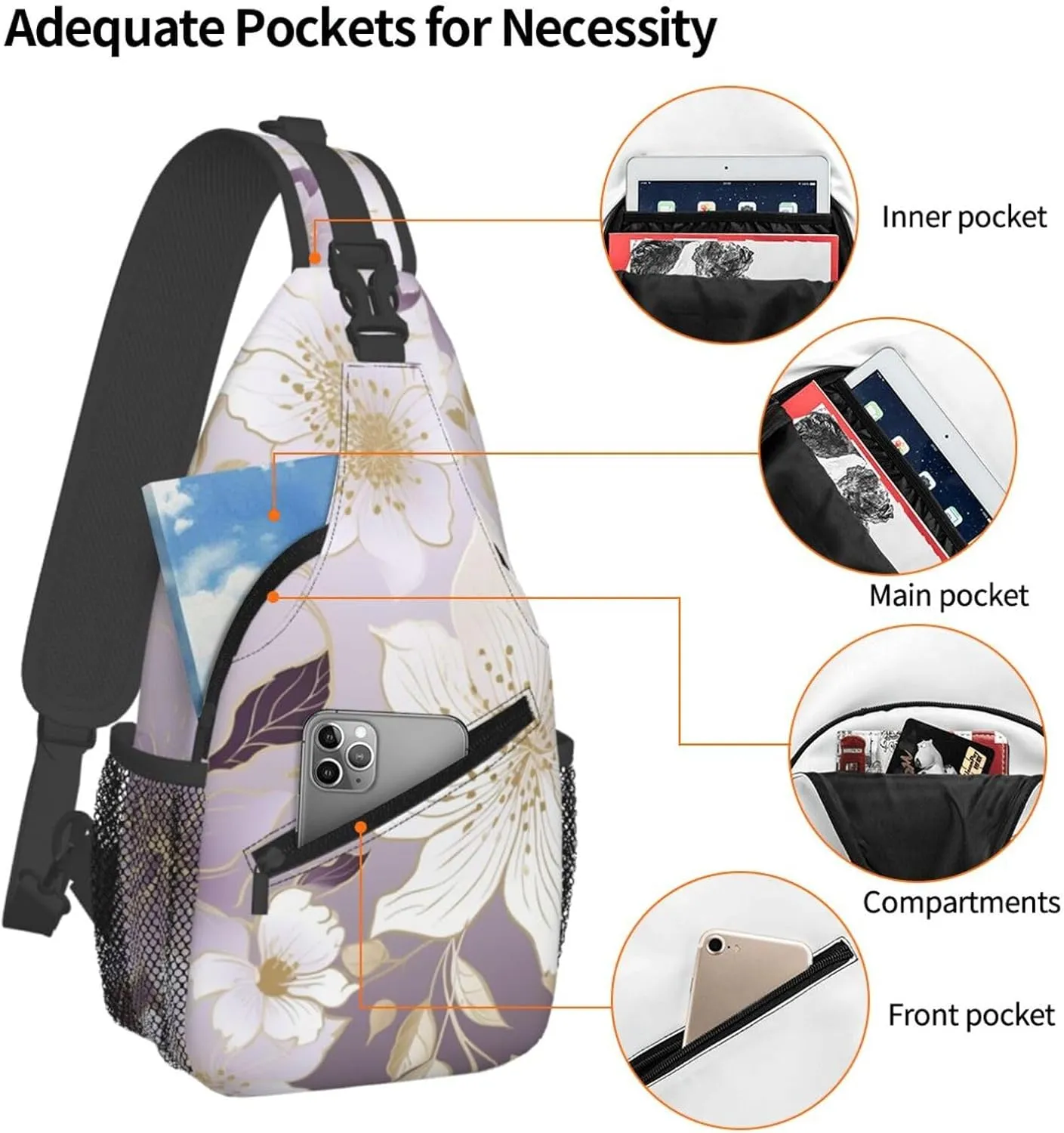 Crossbody Bags for Women Men Trendy Sling Bag Casual Chest Bag Yellow Pumpkin Pattern Shoulder Bag for Travel Sport