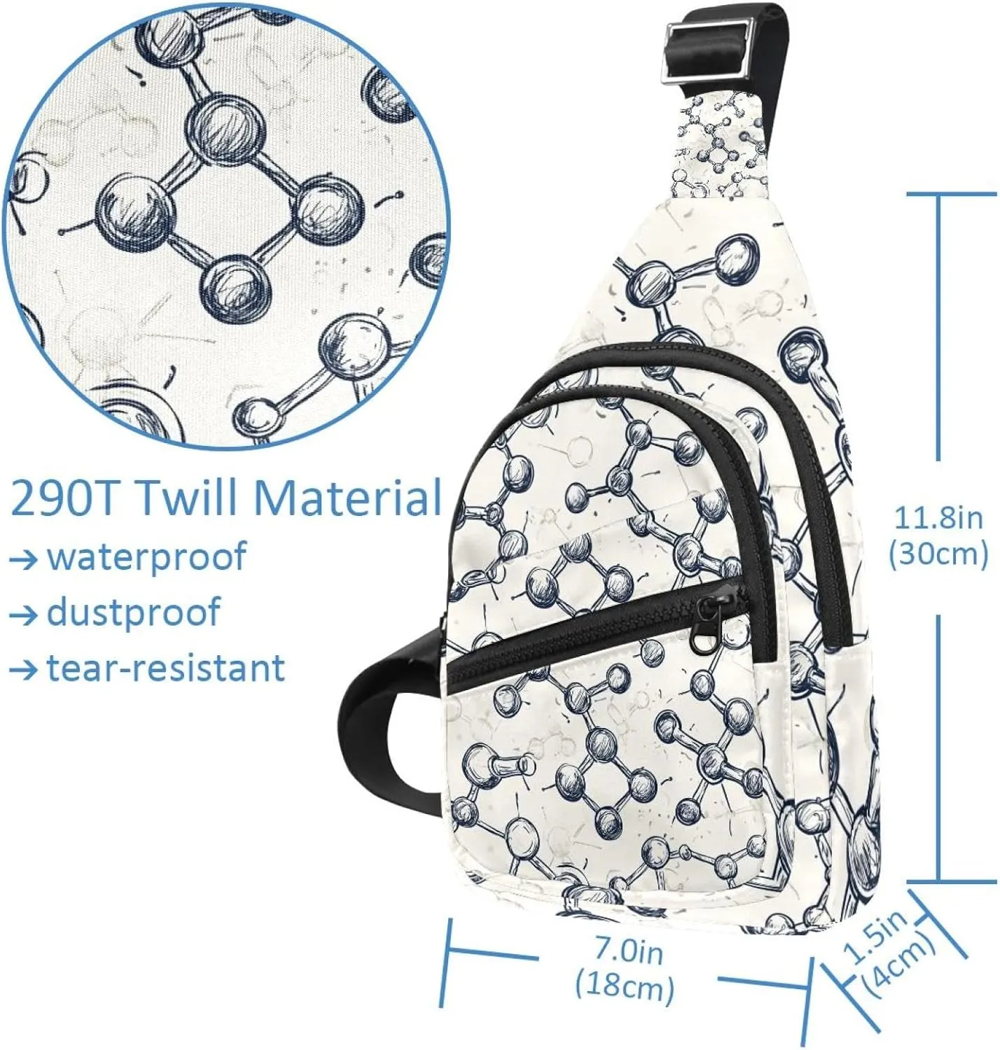 Crossbody Bags for Women Men_chemical and scientific pattern (3) Sling Bag Bakpack Casual Chest Bag with Convertible Shoulder Strap