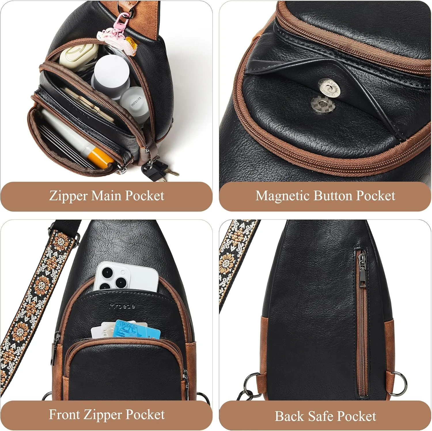 Crossbody Bags for Women Sling Bag Fanny Pack Casual Daypacks Small Backpack Chest Travel Purse Anti Theft