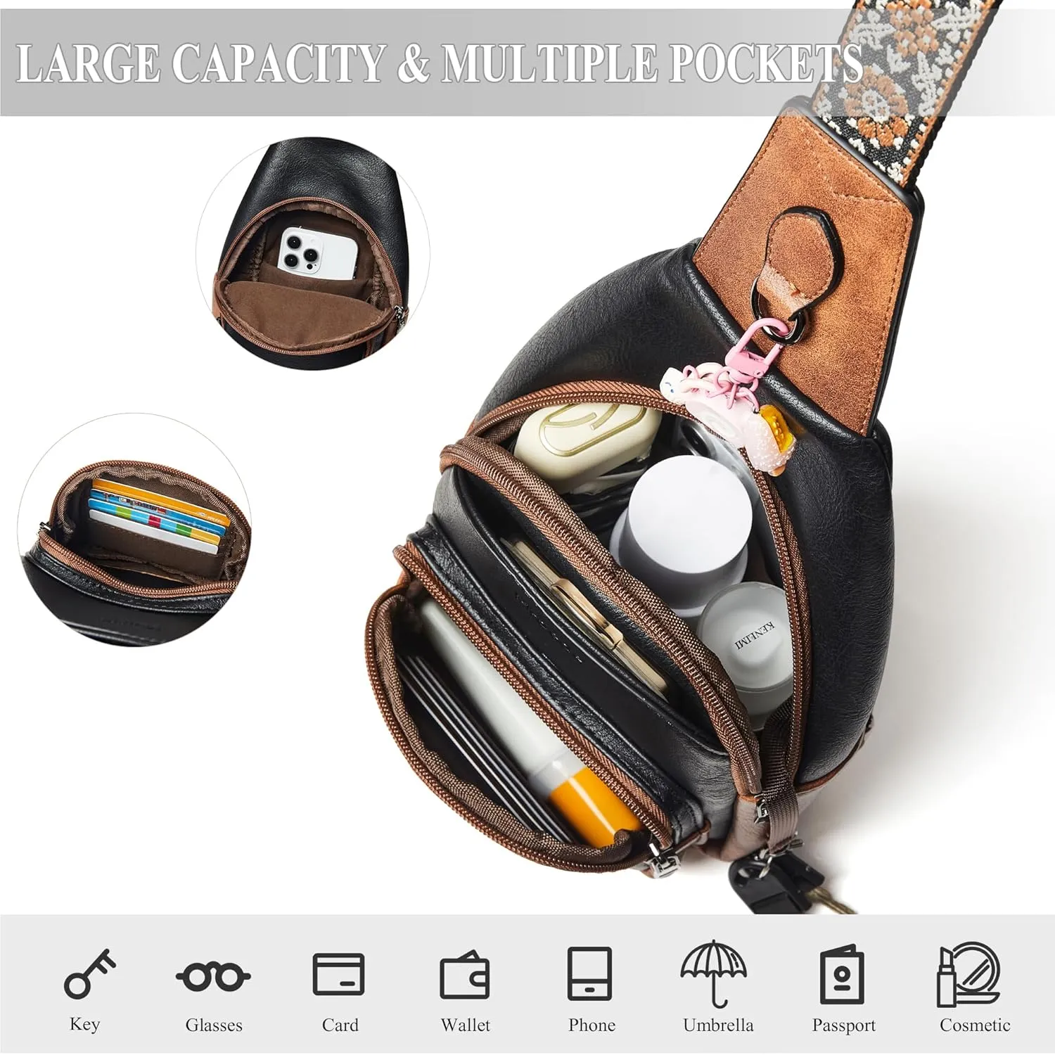 Crossbody Bags for Women Sling Bag Fanny Pack Casual Daypacks Small Backpack Chest Travel Purse Anti Theft