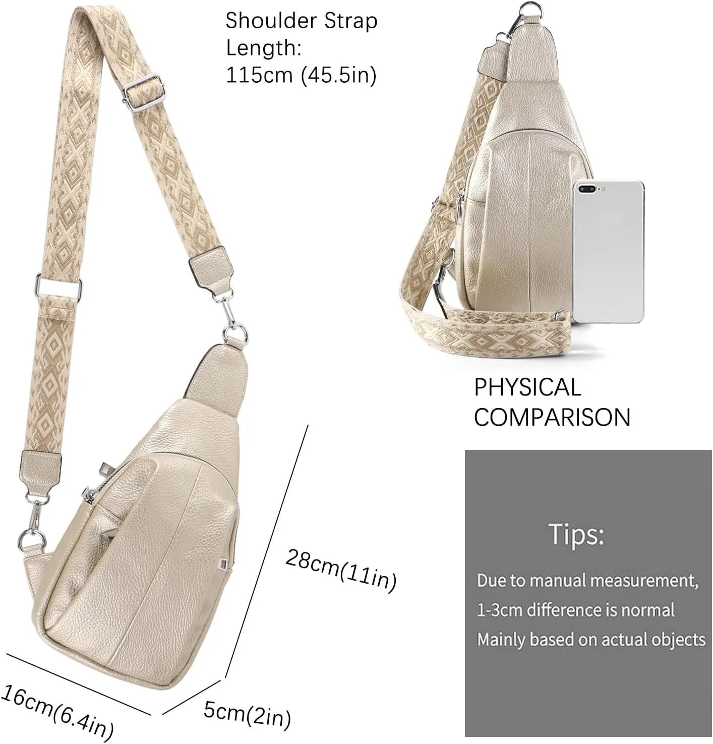 Crossbody Bags for Women,Sling Bag for Women,Fanny Packs Chest Bag for Work Travel Leather Sling Backpack