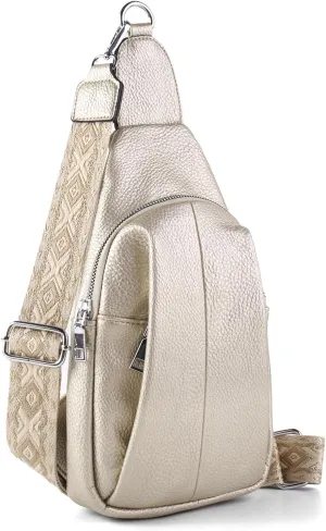 Crossbody Bags for Women,Sling Bag for Women,Fanny Packs Chest Bag for Work Travel Leather Sling Backpack