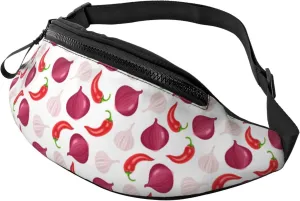 Crossbody Fanny Packs for Women Men - Onion red chili Running Belt Bag Travel Waist Bag for Women Men