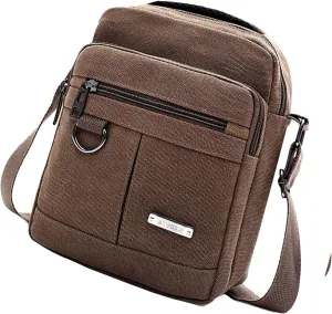 Crossbody Handbag，Stylish Men's Canvas Small Shoulder Bag Handbag Purse for Everyday Use and Travel Multi Compartments Crossbody Satchel