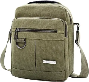 Crossbody Handbag，Stylish Men's Canvas Small Shoulder Bag Handbag Purse for Everyday Use and Travel Multi Compartments Crossbody Satchel