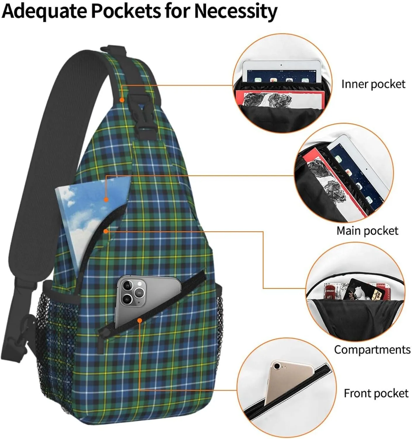 Crossbody Sling Backpack Clan MacNeil of Barra Ancient Tartan Shoulder Chest Bag Daypack for Traveling Sport