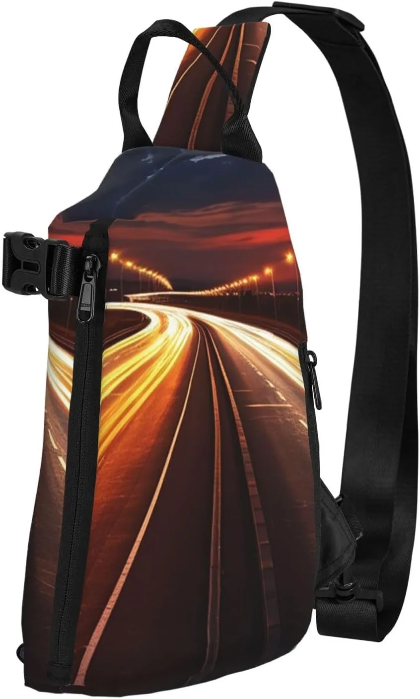 Crossbody Sling Backpack Highway Light Sling Bag for Women Men Chest Bag Fashion Waist Bag Adjustable Fanny Pack
