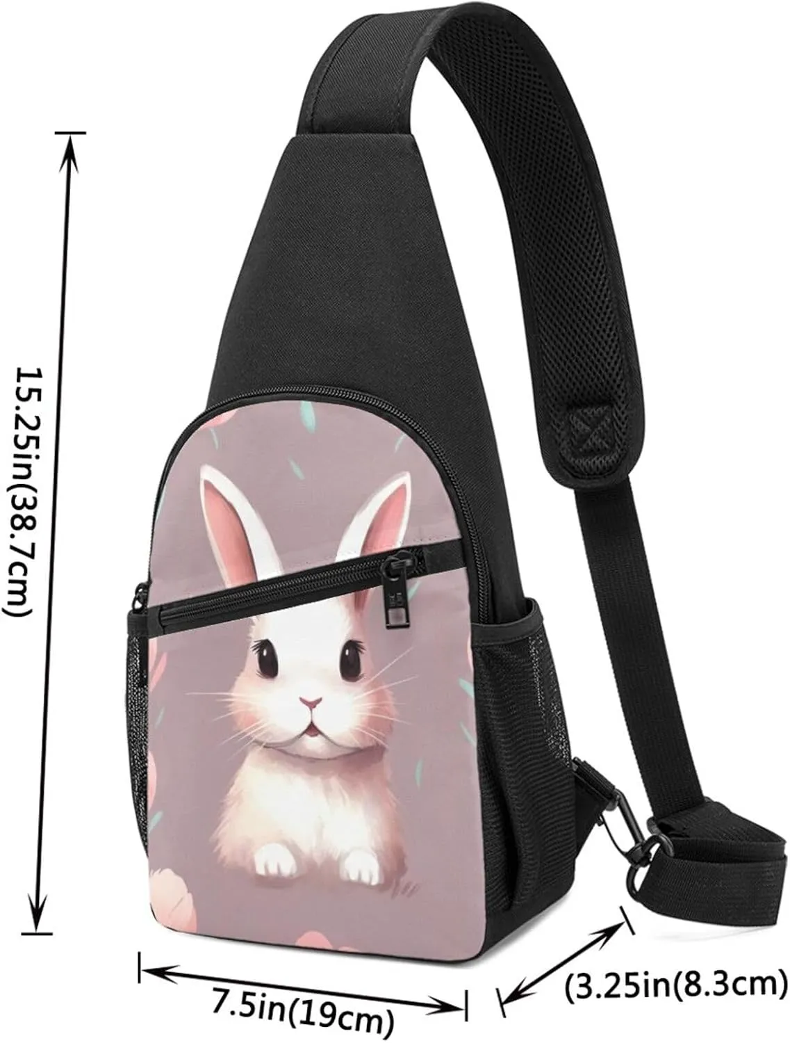 Crossbody Sling Backpack Sling Bag for Men Women Cross Chest Bag Shoulder Bag Bunny cute Travel Hiking Daypack