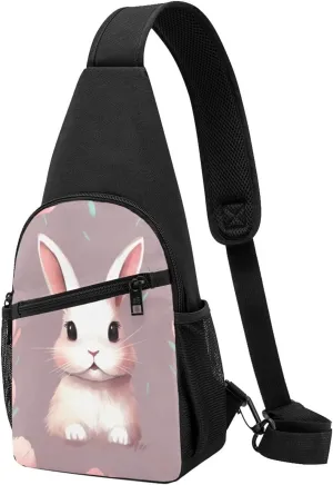 Crossbody Sling Backpack Sling Bag for Men Women Cross Chest Bag Shoulder Bag Bunny cute Travel Hiking Daypack