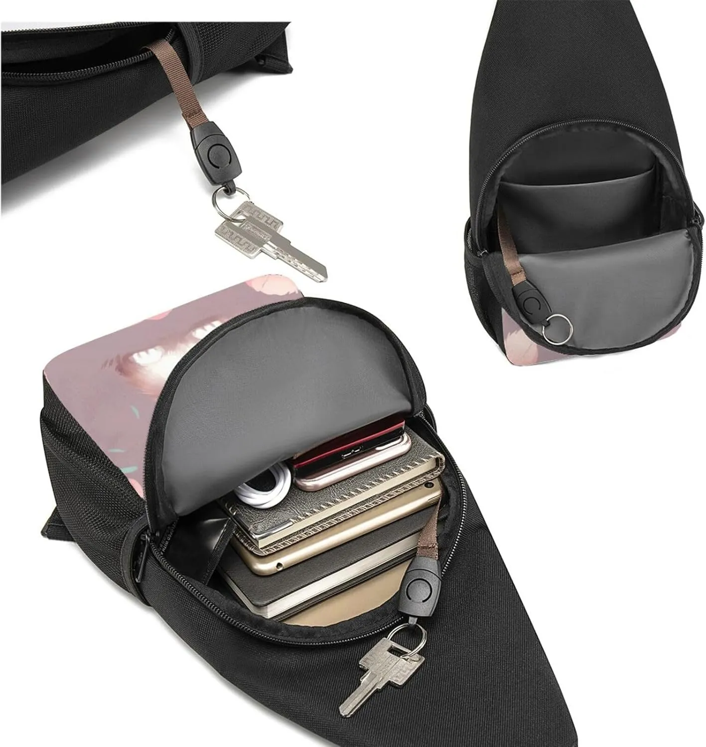 Crossbody Sling Backpack Sling Bag for Men Women Cross Chest Bag Shoulder Bag Bunny cute Travel Hiking Daypack