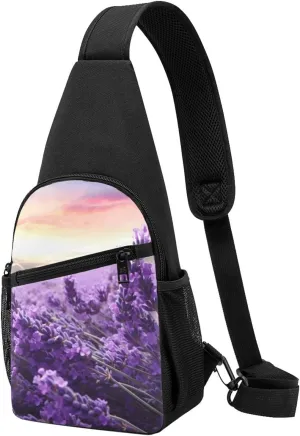 Crossbody Sling Backpack Sling Bag for Men Women Cross Chest Bag Shoulder Bag Lavender Travel Hiking Daypack