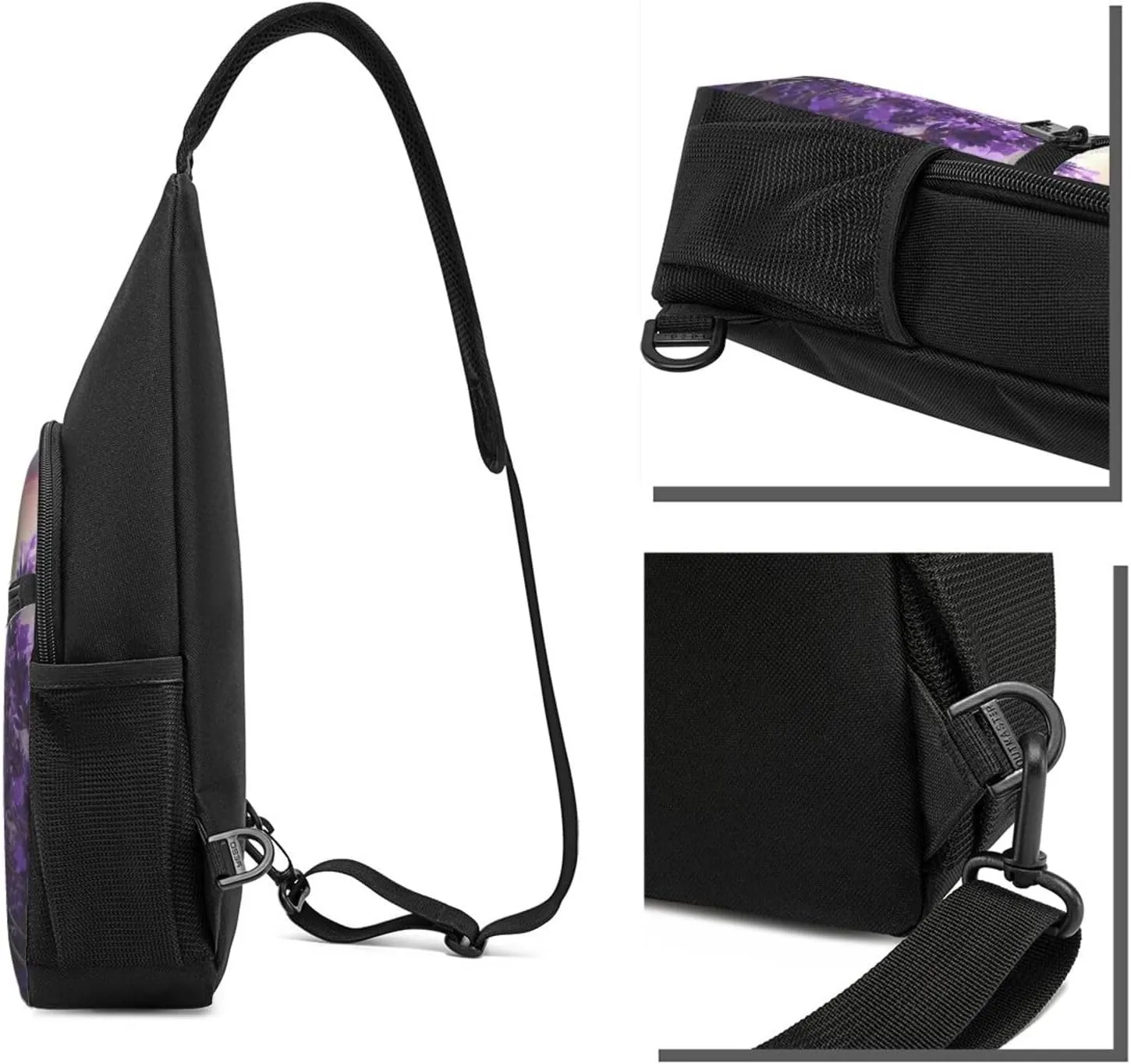 Crossbody Sling Backpack Sling Bag for Men Women Cross Chest Bag Shoulder Bag Lavender Travel Hiking Daypack